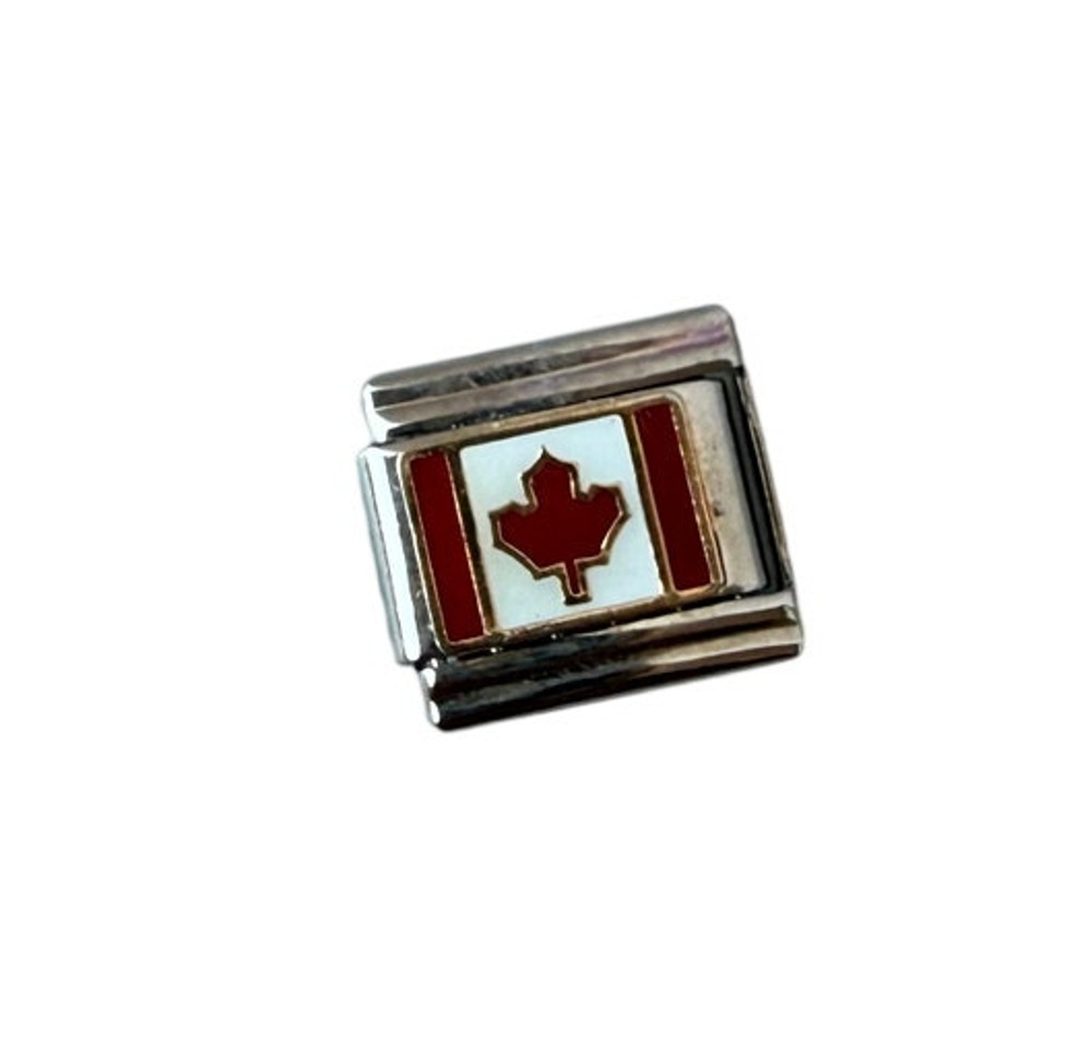 Canada Flag Travel Italian Charm Bracelet Link 9mm Stainless Steel Y2K NEW